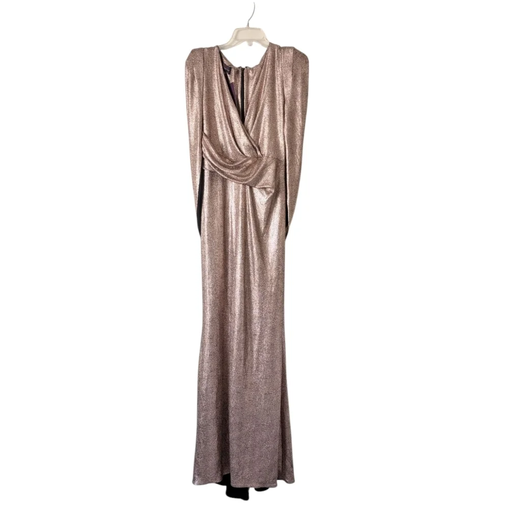 NWT NEW Talbot Runhof 12 Rosin Cape Gown Dress Pink Evening - Picture 6 of 15